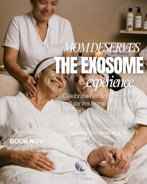 The gift her skin and her heart will thank you for forever. 🌹Mom deserves so much more than just a gift; she deserves an experience that stands the test of time. This May, give her the power of science-backed beauty with our exclusive Exosome Facial.Take advantage of our Special Mother’s Day Duo Offer:✨ Buy one Exosome Facial and get the 2nd session at 40% OFF.Come together, share a moment of pure relaxation, and leave with visibly rejuvenated, luminous, and firmer skin.📌 Limited spots available for May.
Book today via the link in our bio or call us at 📞 +1 (813) 731-5298.#TampaBeauty #TampaSpa #FloridaSkincare #tampamoms